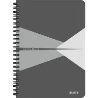 Leitz Office - Notisbok - spiralbundet - A5 - 90 ark / 180 sider - rutet - grå - kartong, polypropylen (PP)