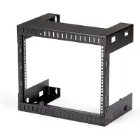 StarTech.com Startech 8U 19 Wall Mount Network Rack - 12 Deep 2 Post Open Frame Server Room Rack for Data/AV/IT/Computer Equipment/Patch Panel with Cage Nuts & Screws 135lb Capacity, Black (RK812WALLO) - Rack - s