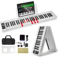Vevor 61 tangenters sammenleggbart keyboardpiano, Bluetooth og MIDI, bærbart elektronisk digitalt sammenleggbart piano med sustainpedal, berøringsfølsom, opplyst tangentveske, oppladbar for nybegynner