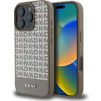 DKNY Pu Leather Repeat Pattern Bottom Stripe Magsafe Iphone 16 Pro Max Telefondeksel