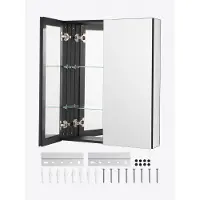 Vevor medisinskap, 26 x 30 tommer, medisinskap for bad med speil, veggskap med aluminiumsramme, justerbare hyller med to lag, innfelt og veggmontert installasjon