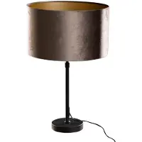 QAZQA Bordlampe svart med brunt fløyelshette 35 cm - Parte