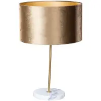 QAZQA Bordlampe messing med brun fløyels skjerm 35cm - Kaso