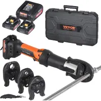 Vevor pressverktøy og batterisett, pressverktøy, elektrisk rørkrympetang med V15, V22, V28 kjever, pressverktøysett med 2 stk. 18V 2,0Ah batteri, hurtiglader og bæreveske