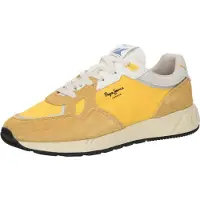 Pepe Jeans for man. PMS60036 Leather trainers Marlon Divided yellow (46), Flat, Suede, Laces, Casual