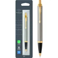 Parker Im Brushed Metal Blue Retractable Push Button Tip Medium Penn