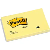 Post-It 655Y, firkant, Gult, Papir, Polyester, 127 mm, 76 mm