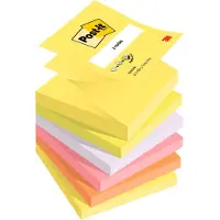 Post-It Z-Notes Neon regnbuefarver, 6 blokke, 76 mm x 76 mm, 100 ark pr. blok
