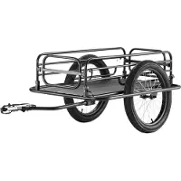Vevor Bike Cargo Trailer, 275 lbs lastekapasitet, kraftig sykkelvogn, sammenleggbar kompakt oppbevaring og hurtigkobling med universalfeste, 20" hjul, passer til de fleste sykkelhjul, ramme i karbonst