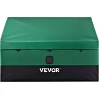Vevor utendørs oppbevaringsboks, 100 gallon vanntett PE-presenning terrasseboks med galvanisert ramme, allværsbeskyttelse og bærbar, for camping, hage, bassengkant og gårdsplass, brun og blå