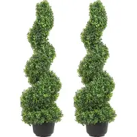 Vevor kunstige buksbomtrær, 4 fot høye (2 stykker) Faux topiary-plante utendørs, helårsgrønn feaux-plante med utskiftbare blader for dekorativ innendørs/utendørs/hage