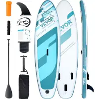 Vevor Oppblåsbart Stand Up Paddleboard, 28,5 cm x 84,5 cm x 15 cm bredt SUP-padlebrett, med bretttilbehør, pumpe, padleåre, finne, telefonveske, ryggsekk, ankelbånd, reparasjonssett, sklisikkert dekk