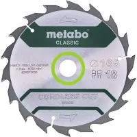 Metabo Sagklinge Cordless Cut Wood – Classic 165x20 Z18 WZ 20°