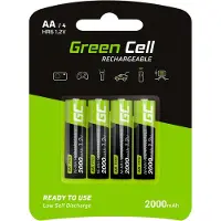 Green Cell GR02, Oppladbart batteri, AA, Nikkelmetallhydrid (NiMH), 1,2 V, 2 stykker, 2000 mAh