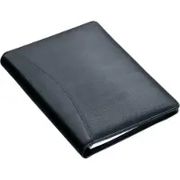 Alassio Schreibmappe BORMIO, DIN A5, Lederimitat, schwarz inkl. Block, Stift, DIN A5 Einschubfach, Visitenkartenfach (43004)