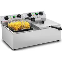 Royal Catering frityrkoker justerbar el med TIMER 230 V 2x3200W 2x10 L