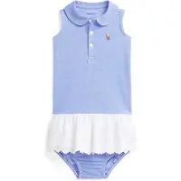 Ralph Lauren Kjole m. Bloomers - Blå/Hvit - - 1 år (80) - Kjole