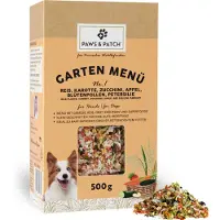 PAWS & PATCH Hagemeny for hunder - Nr. 1: Ris, gulrøtter, squash, eple, pollen, persille (500 g)