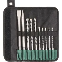 Metabo - Drillbit- og meiselsett - for betong, murverk, stein - hammerbit - 10 deler - SDS-plus - lengde: 210 mm, 160 mm, 250 mm