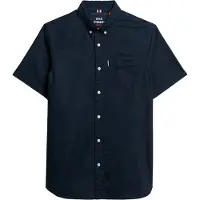 Superdry for man. M4010944A Navy Oxford shirt (L), Casual, Cotton, Short sleeve