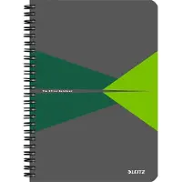 Leitz Office - Notisbok - spiralbundet - A5 - 90 ark / 180 sider - rutet - grønn - polypropylen (PP)