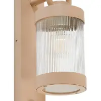 LINDBY utendørs vegglampe Yrene, 20 cm, beige, sensor, Riffle