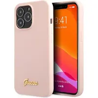 GUESS GUHCP13XLSLMGLP iPhone 13 Pro Max 6,7" lys rosa/lys rosa hardcase Silikon Script Gold Logo