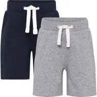 Minymo Shorts - 2-pack - Grey Melange/Navy - - 12 år (152) - Shorts