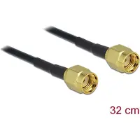 DeLOCK Adapter RP-SMA Plugg > RP-SMA Plugg - Antennekabel - RP-SMA (han) til RP-SMA (han) - 32 cm - RG-174 - sort