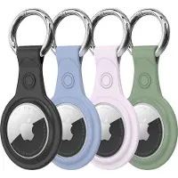 DUX sett med 4x silikon nøkkelringanheng til Apple AirTag-lokalisator (4 farger: svart, grønn, rosa, blå)