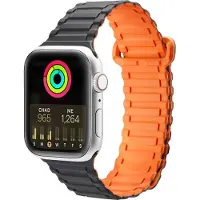 DUX Apple Watch SE-armbånd (panserversjon) 9-1 magnetisk silikon svart/oransje 41, 40, 38 mm