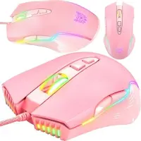 Onikuma CW905 Wired - Gaming mus - Optisk - 7 knapper - Rosa med RGB