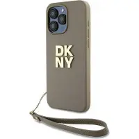 DKNY Wrist Strap Stock Logo-etui for iPhone 15 Pro - beige