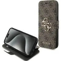 GUESS 4G metall logo etui for iPhone 15 Pro - brun