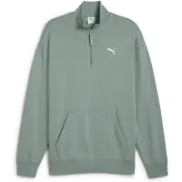 Puma WARDROBE ESS Relaxed Half Zip Crew Men, Clothing, Green Moon, L