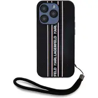 Karl Lagerfeld Saffiano Athleisure Stripes Cord iPhone 15 Pro-etui - Rosa