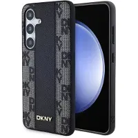 DKNY MagSafe-etui i skinn med rutete ensfarget mønster for Samsung Galaxy S24+ - svart