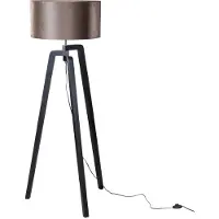 QAZQA Gulvlampe sort med brun fløyels skjerm 50cm - Puros
