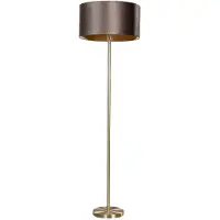 QAZQA Gulvlampe messing med fløyels skjerm brun 50cm - Simplo