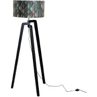 QAZQA Gulvlampe sort med fløyelslampeskjerm bladmønster 50 cm - Puros