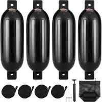 Vevor Boat Fenders Oppblåsbare Ribbede Boat Bumpers for Docking 6,5" x 23" Svart