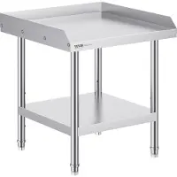 Vevor arbeidsbord i rustfritt stål, 24 x 24 x 26 tommer kommersielt arbeidsbord for matlaging, 3-sidig bakplate kraftig arbeidsbord for matlaging, arbeidsbord i metall med justerbar høyde for restaura
