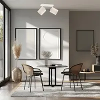 Argon Suerte taklampe, kremhvit, lintekstil, 2 lyskilder