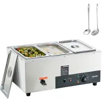 Vevor Kommersiell elektrisk matvarmer Benkeplatebuffet 3*8 Qt Pan Bain Marie
