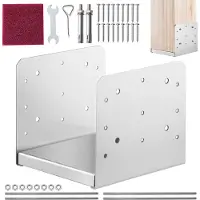 Vevor 203,2x203,2 mm stolpebase, 1 stk. justerbar stolpefeste i rustfritt stål (innvendig 198 x 185), justerbar stolpebase for paviljongterrasse, veranda, rekkverk, dekorativ ankerplate