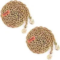 Vevor Transportbinderkjede, 7100lbs arbeidsbelastningsgrense, 3/8''x20' G80 slepekjedefeste med gripekroker, DOT-sertifisert, galvanisert belegg Manganstål for byggeplass på havnefabrikken, 2 stk.