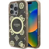 GUESS IML Peony på 4G-bakgrunn MagSafe-etui for iPhone 16 Pro Max - Brun