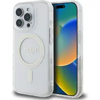 GUESS IML Glitter Circle MagSafe-etui for iPhone 16 Pro Max - Klar