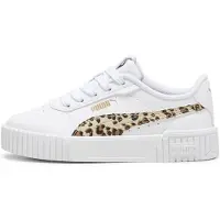 Puma Carina 2.0 Animal Update Kids' Sneakers, Shoes, White/Putty/Gold, 34