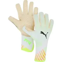Puma FUTURE Ultimate Launch NC Football Goalkeeper Gloves, Accessories, White/Green/Yellow, 8.5